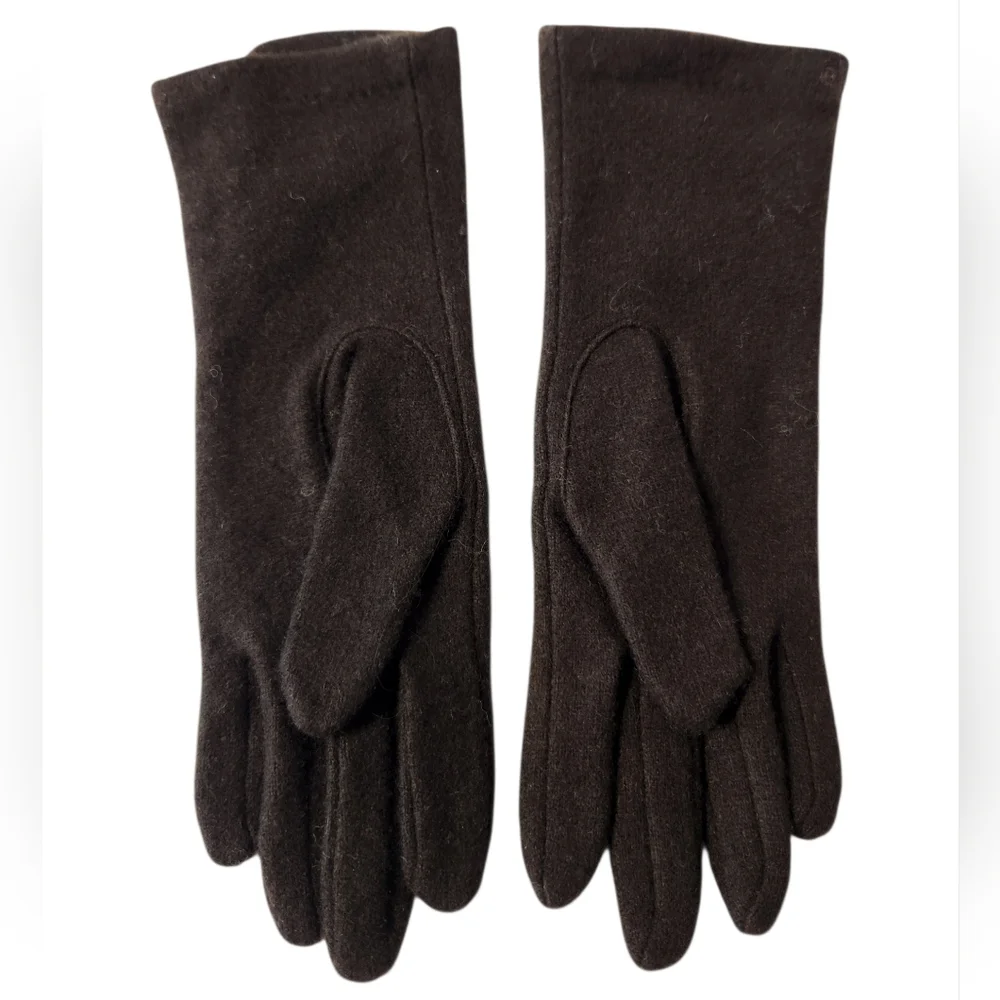 Lauren Ralph Lauren Wool & Cashmere Brown Gloves with Button Detail Size Small